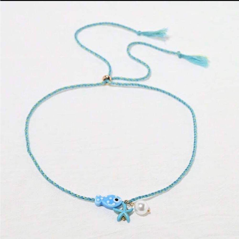 Blue Fish Charm Necklace S857